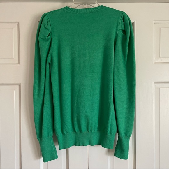 Vine & Love Green Puff Sleeve Sweater Size L - Picture 3 of 4